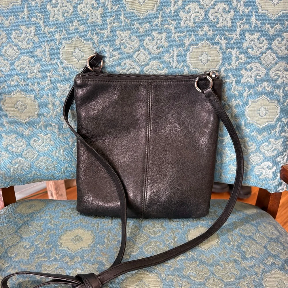 VTG Fossil Black Leather Crossbody Bag One Size